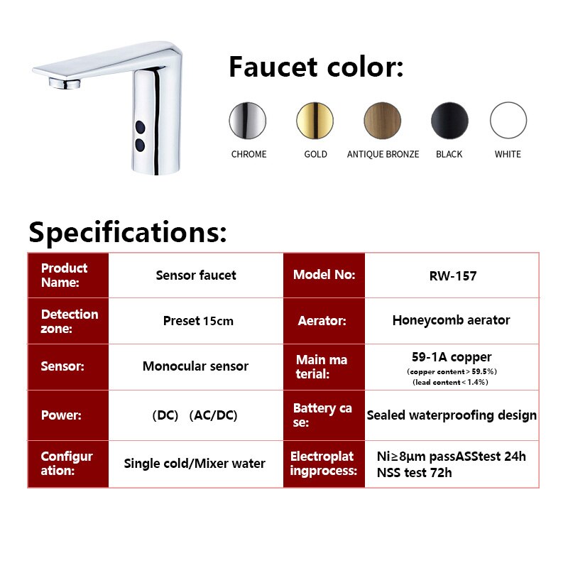 Infrared Sensor Mixer Tap Faucet Bathroom Sink Water Faucet Electronic Basin Sense Faucets for The Bathroom Deck mounted