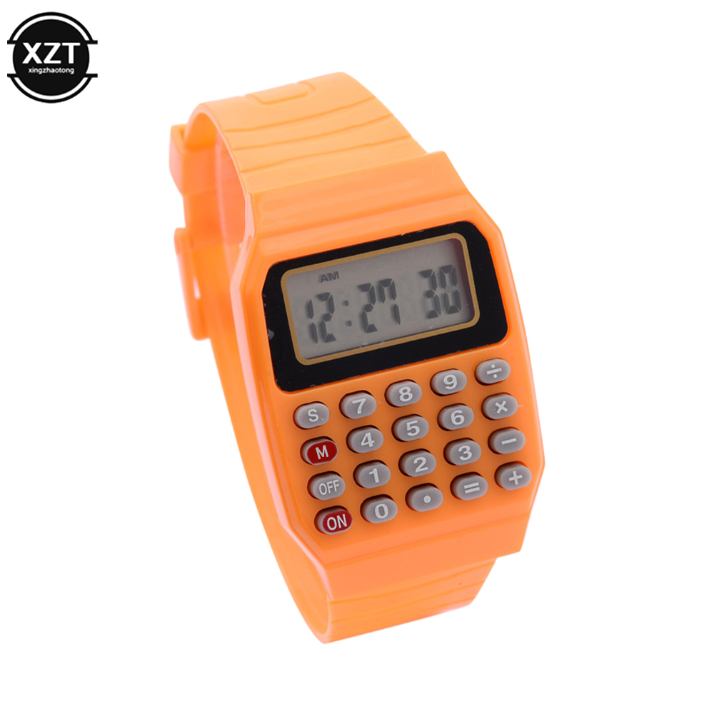Children's Electronic Calculator Watch Micro Calculator Silicone Date Multi-function Watch Mini Calculator Portable Watch: Red