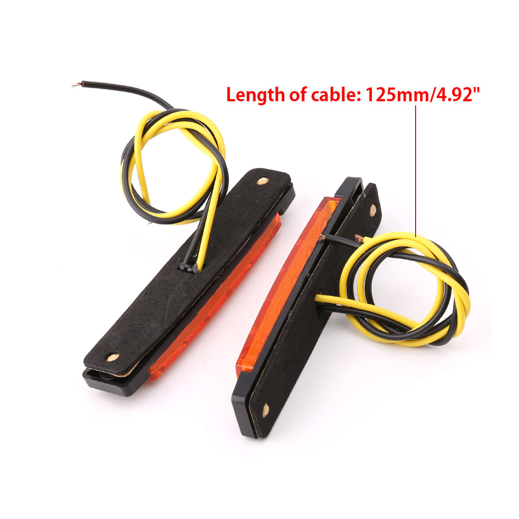 2X 6-Led Bus Van Boot Truck Trailer Side Marker Tail Light Lamp Geel/Amber 12V