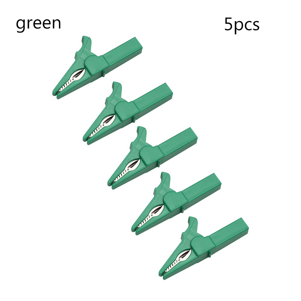 Multímetro de plástico con enchufe tipo Banana para coche, pinza de cocodrilo, sondas de Cable de colores, herramientas de prueba de batería, 55MM, 5 uds.: green