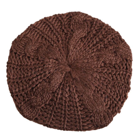 Boina de invierno cálido para mujer punto holgado Beanie Hat Multicolor Ski Cap JL: Marrón