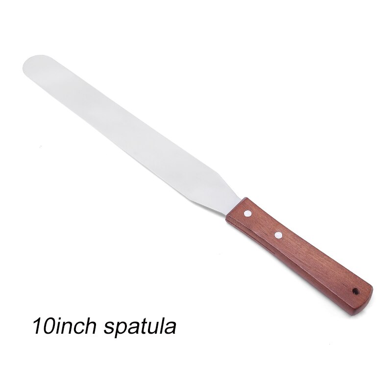 Fais Du 4 6 8 10 Inch Spatel Cake Decoreren Gereedschap Roestvrij Staal Met Houten Handvat Crèmemes Spatel Voor Cake Gladder Gladdere Glazuur: Bruin