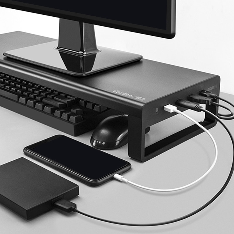 Vaydeer aluminiumslegering ligent datamaskinbase, laptop sn brakett, multifunksjonell laderbrakett med usb 3.0 havn