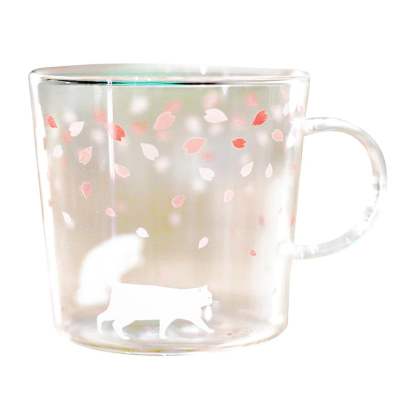 Söt tecknad kattdjur kanin innovativa ölglas värmebeständigt sakura glas te mugg kaffe kopp morgon mjölk juice glas
