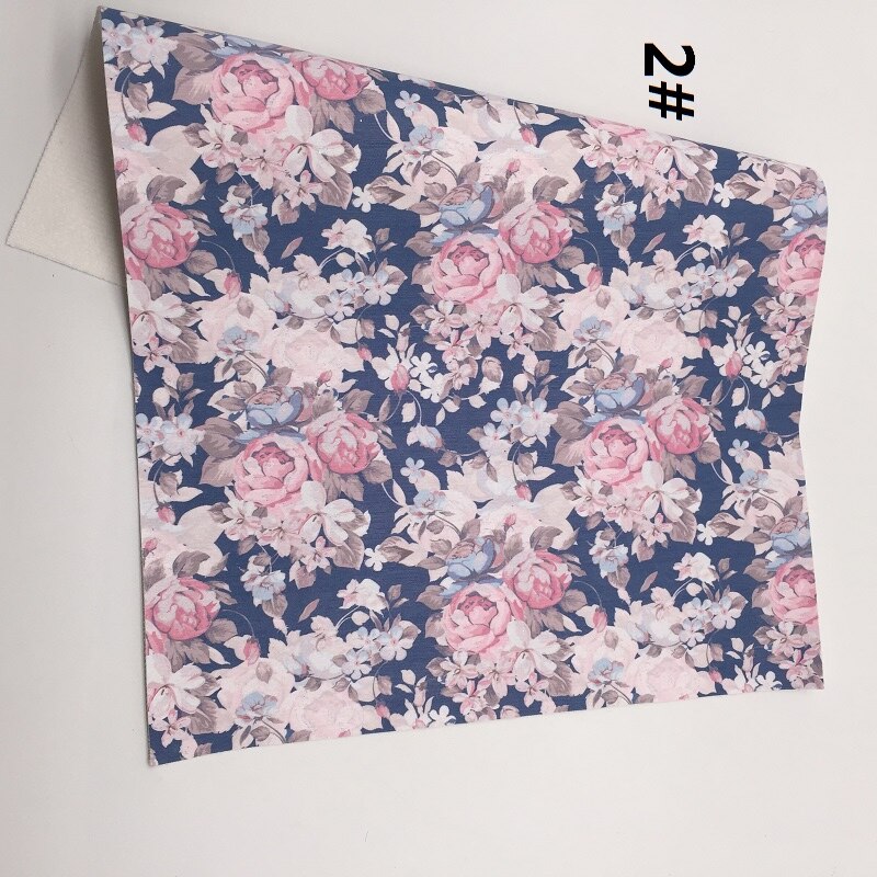 1PC 21X29CM Bloemen Gedrukt Faux Leer Stof, Synthetisch Leer Lakens, PU Leer Voor Maken Bows LEOsyntheticoDIY T343A: 2