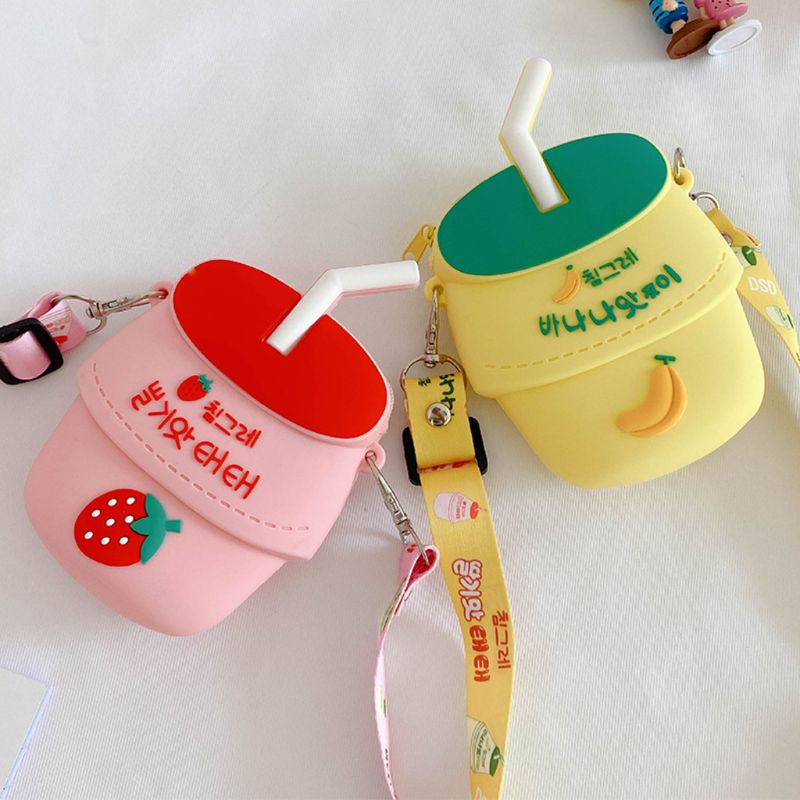 Kids Girls Lovely Shoulder Bag Phone Pouch Silicone Cartoon Crossbody Satchel Zipper Purse