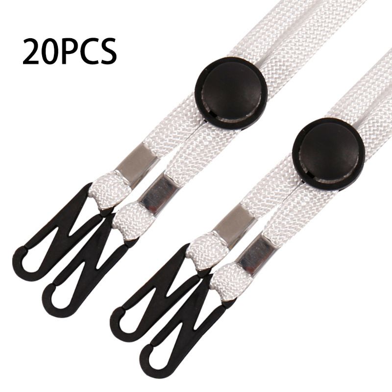 Porte-masque de sécurité à lanière, 20 pièces, longueur réglable, pratique, nouveauté: WHITE