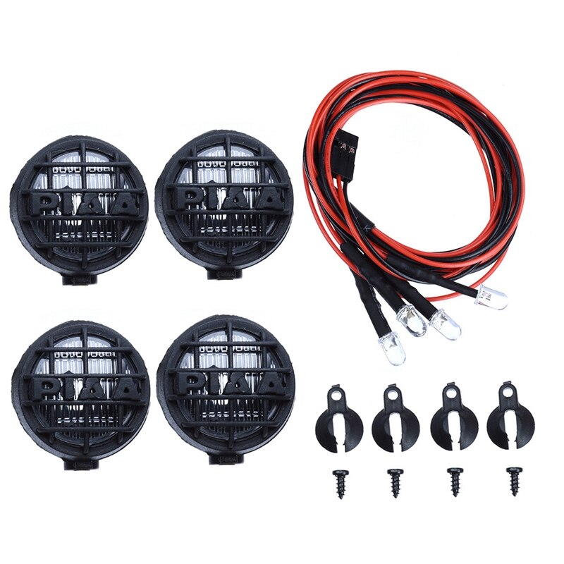 4 Led White Light with Lampshade for 1/10 Traxxas Hsp Rc Crawler Accessory Rc Car Parts: Black A