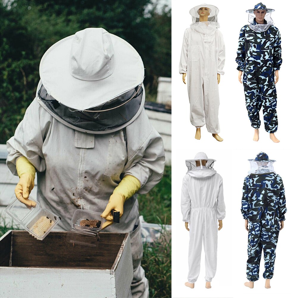 Ventilated Protective Clothing Beekeeper Anti Bee Safety Beekeeping Suit Full Body With Veil Hood Home Hat Zipper
