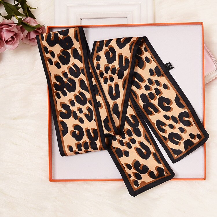 Leopard Print Highly Cost-effective Wristband Narrow Scarf Choker Hairband Bag Wraps Ribbon Rayon Scarves KBD167
