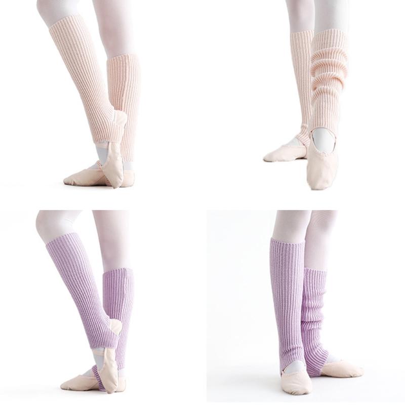 1 Pair Women Girls Ballet Dance Stirrup Leg Warmers Ribbed Knitted Solid Color Toeless Latin Knee High Socks Sleeves