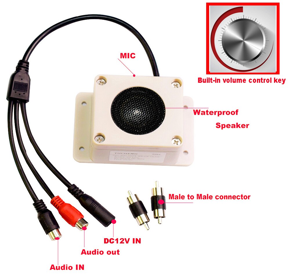 Outdoor Microphone Speaker In 1 Device for Security Camera Waterproof for IP Camera Audio Recording 2 Way Radio Interphone
