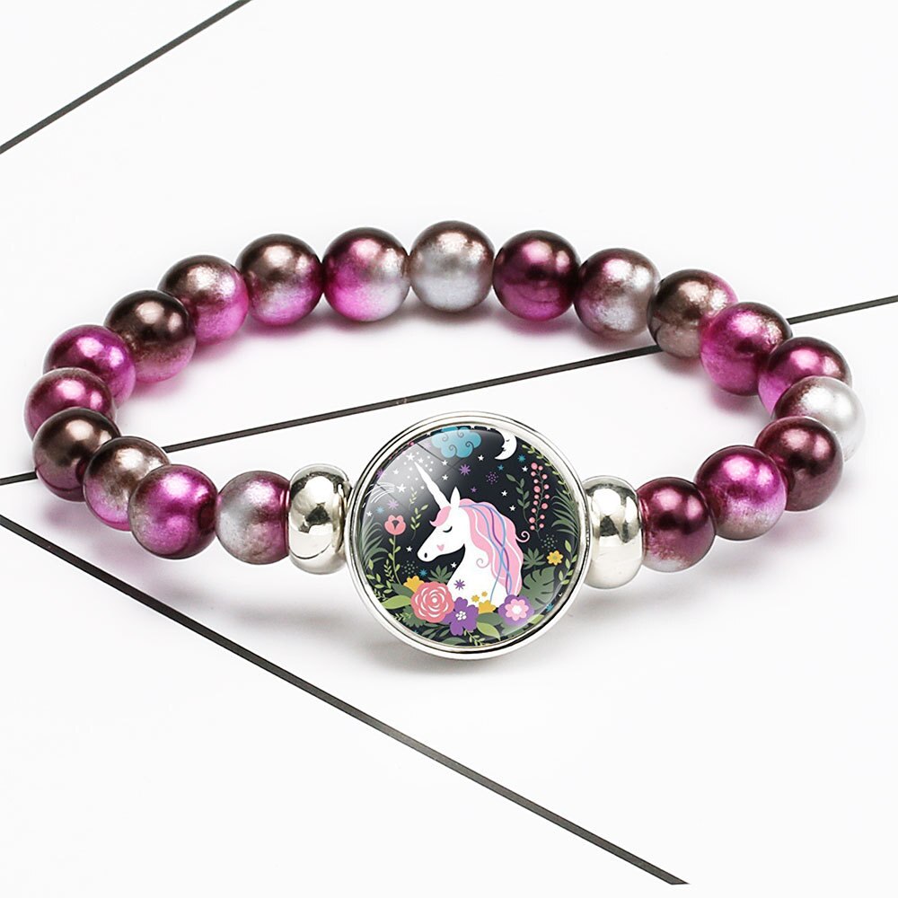 Cute Unicorns Beads Bracelets Bangles For Children Brand Jewelry Children Bracelet And Bangles Cartoon Women Accessories Girls B: 708