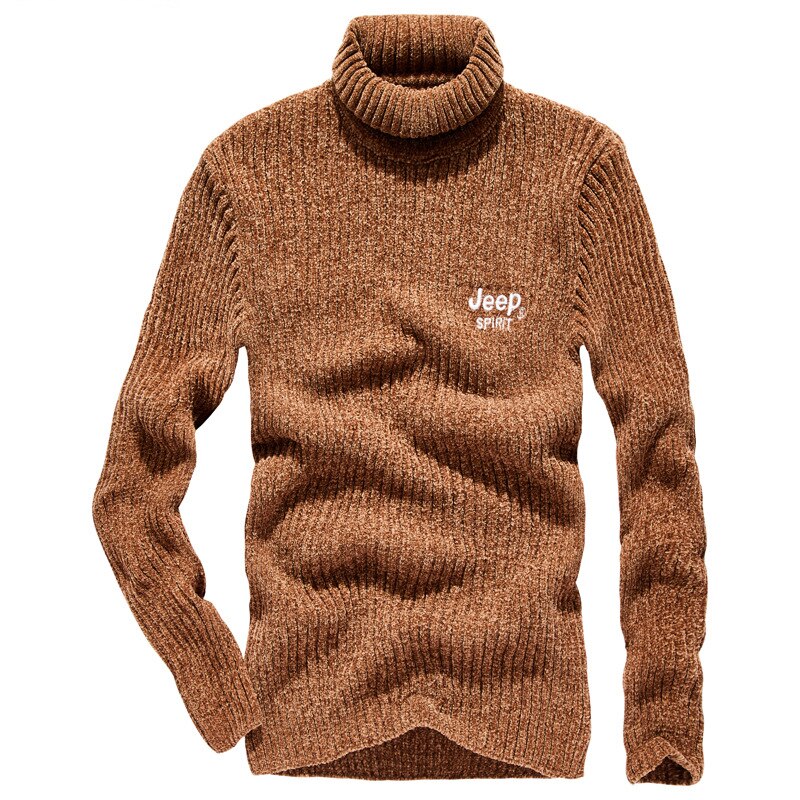 col roulé hommes Pull automne hiver décontracté Pull ample hommes tricots couleur unie Pull Pull Homme Sueter Hombre: Caramel color / XL