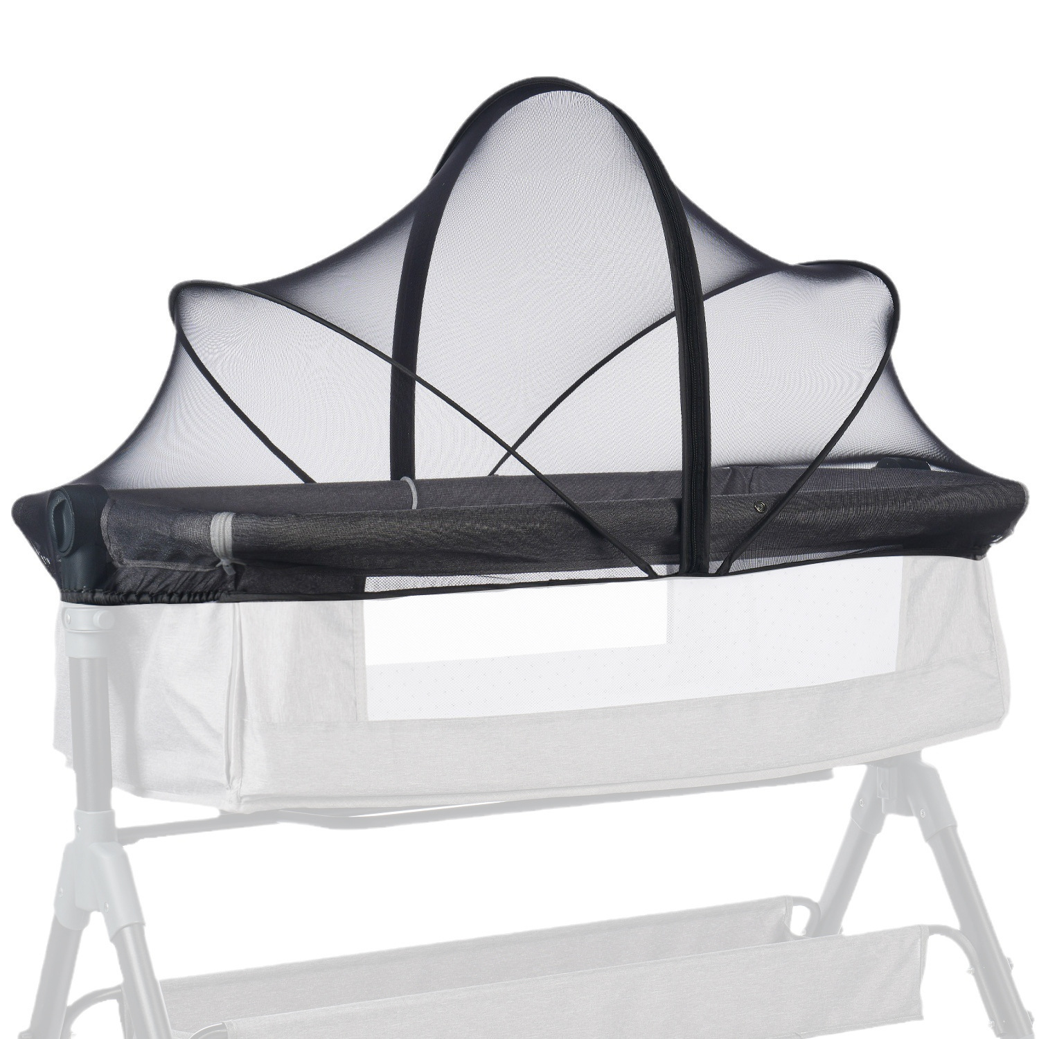 Bassinet Cover Mosquito Net Cover Bassinet Bedside Sleeper Travel Crib To Keep Cats Baby Out Breathable Stroller Net with Zipper: black