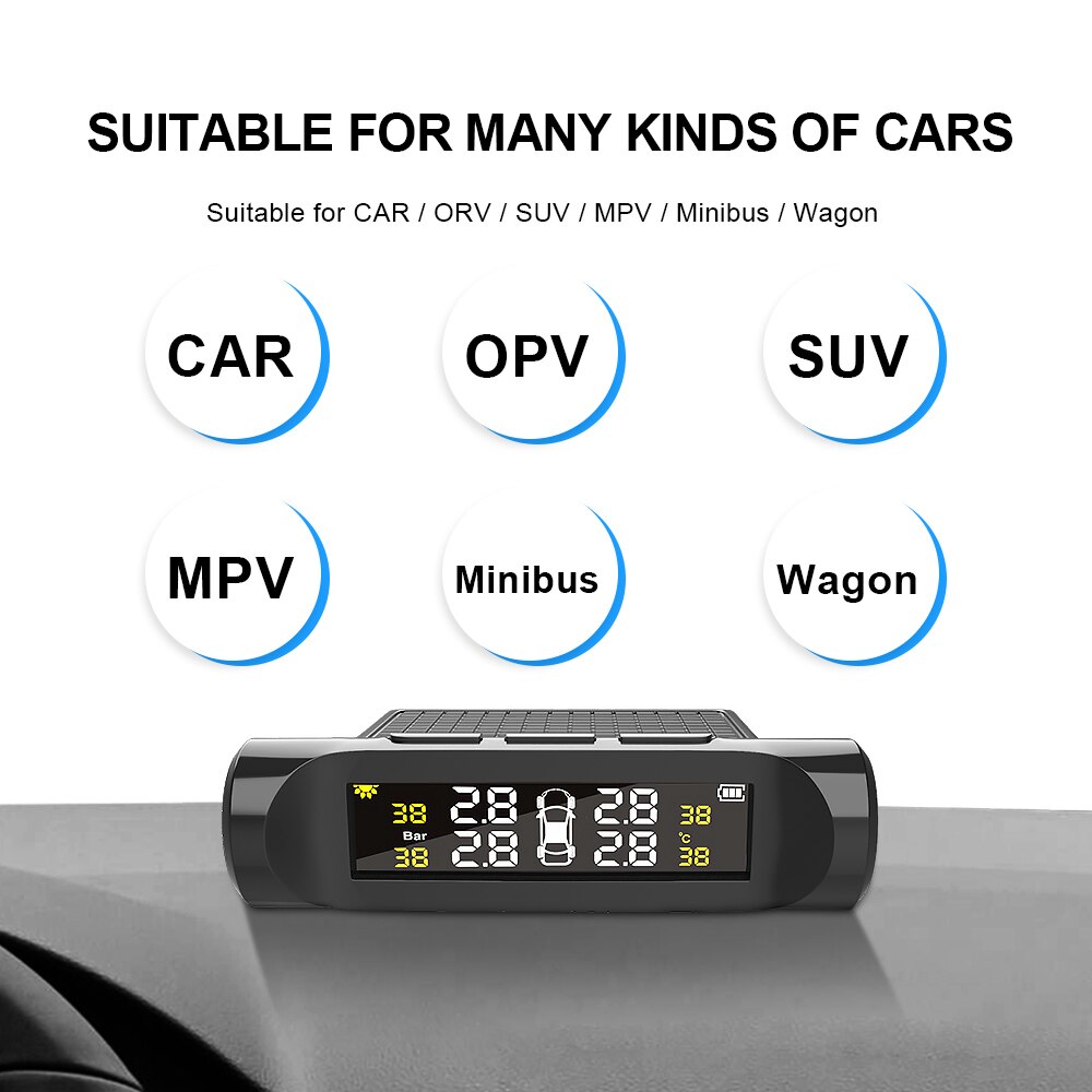 Car TPMS Tyre Pressure Monitoring System Battery Power Digital LCD Display Auto Security Alarm Systems Tyre Pressure