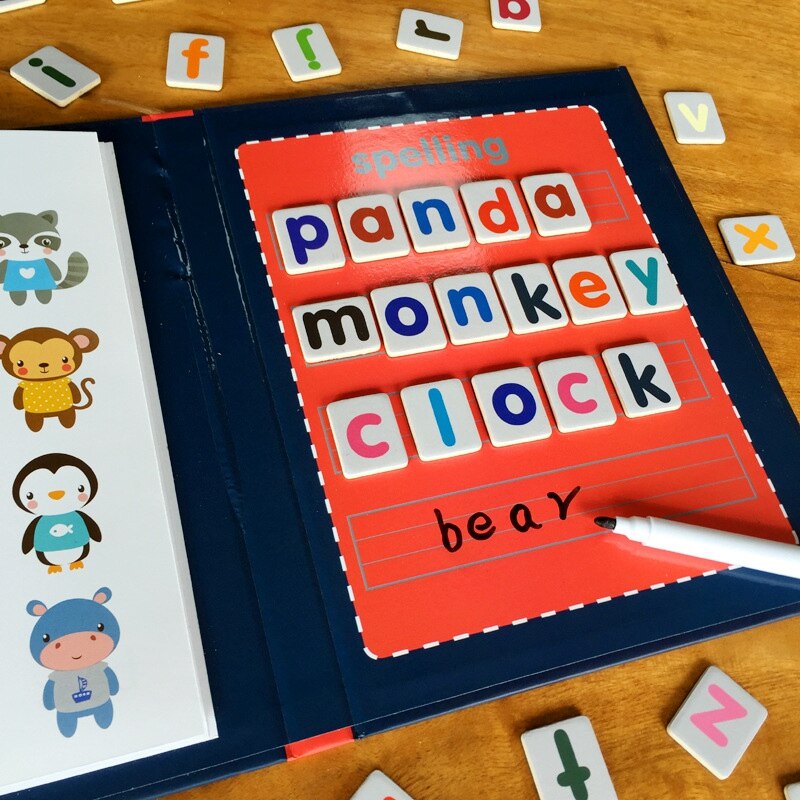 Libro magnético 3D para niños, juego de escritura con letras del alfabeto inglés, tarjetas de Educación Temprana, juguetes de escritura para bebés