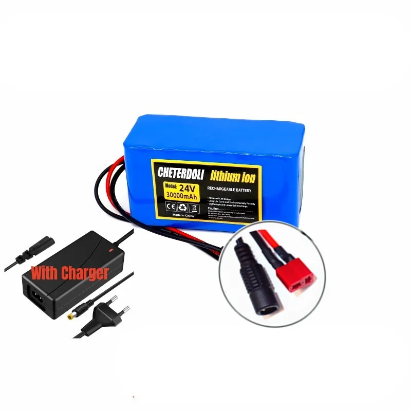 24V 30Ah 7S3P 18650 Li-Ion Battery Pack Lithium Batteries for Electric Motor Bicycle Ebike Sccooter Toys Drill With 2A Charger: Blue