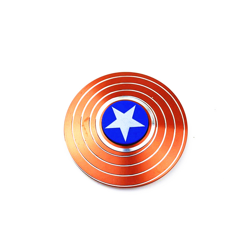 Commercio all'ingrosso Fidget Spinner Metallo Tri Capitan America A Mano Spinners Figet Dito Spiner Giocattoli per Anti-stress Capretto Dei Bambini Del Regalo: gangtiexia