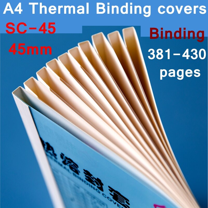[readstar] 10 stk / parti sc -45 termisk bindende dæksler  a4 lim bindende cover 45mm (380-430 sider) termisk bindende maskine dæksel