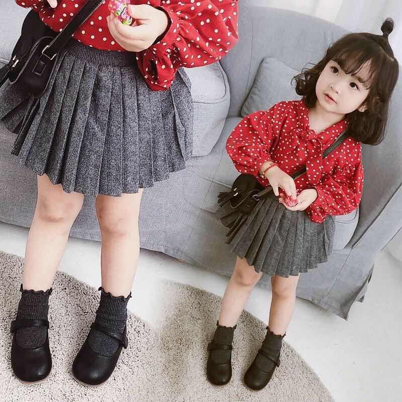 Preppy Korean Girl Skirt Spring Autumn Student Girl Pleated Skirts Princess Knit Skirt Baby Girls Clothing 2 4 5 6 7 8 Year