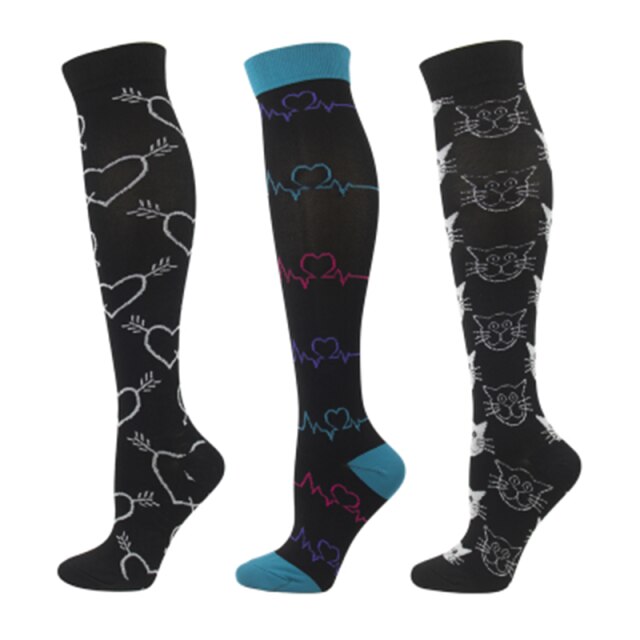 Men Women Nurse Basketball Riding Outdoor Long Tube Compression Socks Sports Running Fitness Socks Natural Hiking Ciclismo: 7 / S/M