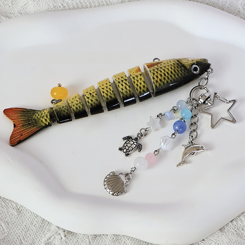 Porte-clés poisson mignon pour amoureux de la pêche, porte-clés de pêcheur, pendentif de sac de poisson, jolis bijoux pour Fans, de pêcheur: Violet