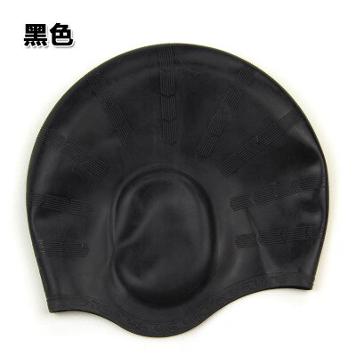 Sbart Silicone Swimming Cap - Unisex, Waterproof, Ear Protection for Long Hair, Diving: Black