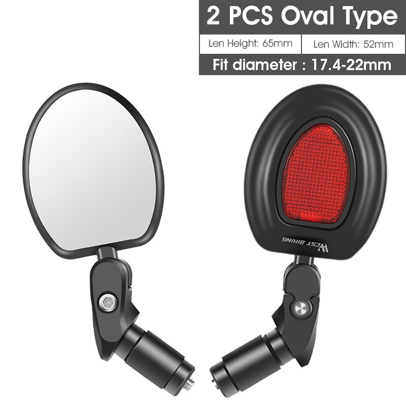 WEST BIKING Bike Rearview Mirror 360 Rotation Adjustable Wide Angle Cycling Rear View MTB Road Bike Bicycle Handlebar Mirrors: 2 pcs Type A