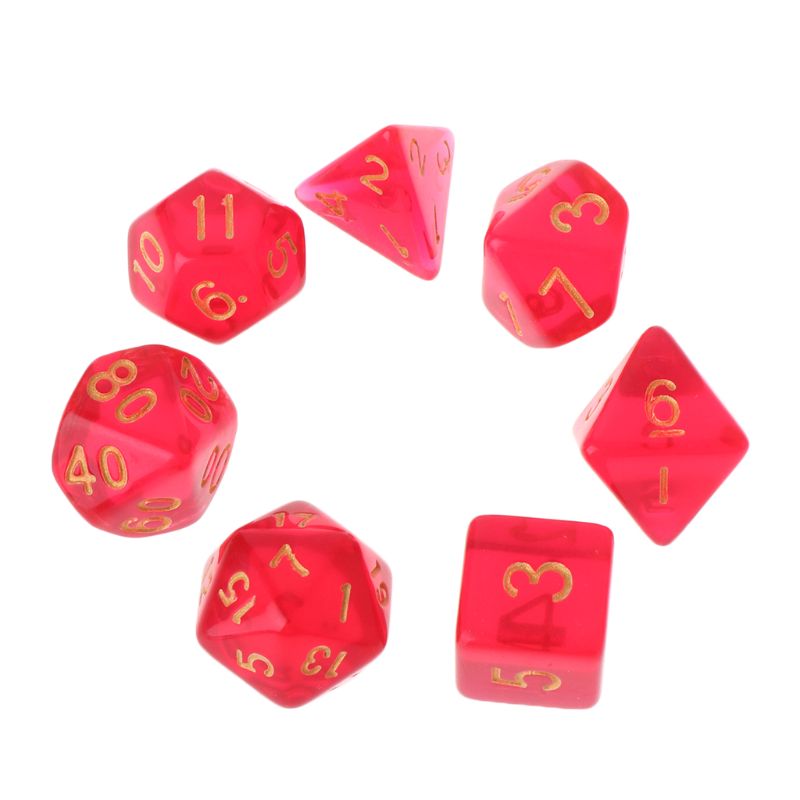 7 Pcs Transparante Zijdige Dobbelstenen D4 D6 D8 D10 D12 D20 Voor Rpg Poly Tafel Board Game Set: R