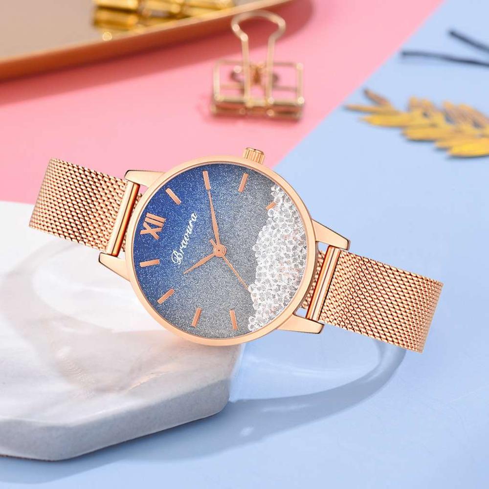 Femmes montres luxe diamant or Rose dames montres-bracelets femmes Bracelet montre pour femme horloge Relogio Feminino