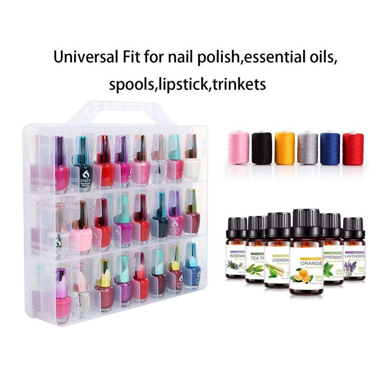 Soporte organizador de esmalte de uñas, organizador Universal portátil de doble cara transparente y estuche de almacenamiento de hilo para 48 botellas, ajustable