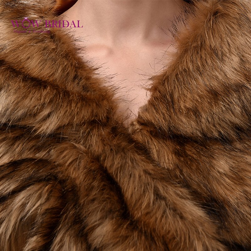 Wowbridal Noble Bruiloft Jas Onderdanig Faux Fur Criss-Cross Shawl Bridal Coat Accessoires PJ0074