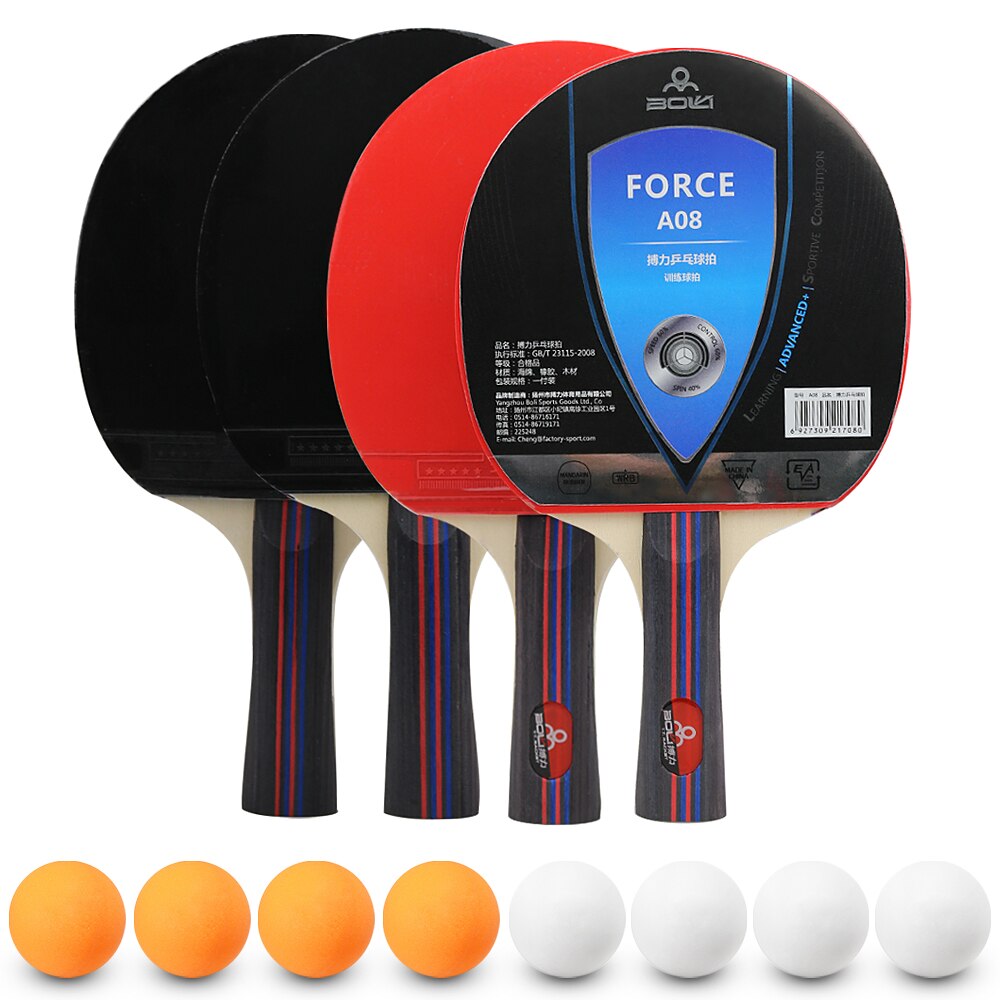 Table Tennis Ball and Bat Set 4 Ping Pong Bats 8 Ping Pong Balls Pack Table Tennis Set 4 Ping Pong Balls Bats Rackets Kit: Default Title
