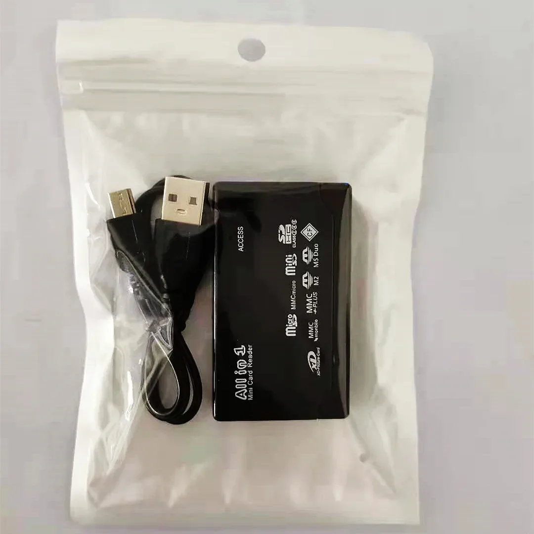 All In One Card Reader USB 2.0 SD Card Reader Adapter Support TF CF SD Mini SD SDHC MMC MS XD usb card reader: black