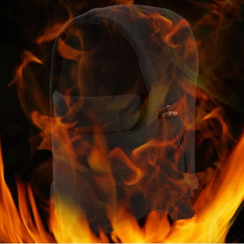Unisexe hiver Snood polaire écharpe capuche cou visage masque couleur unie cyclisme Ski chapeau