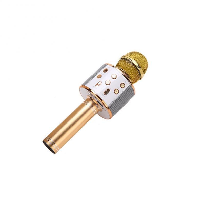 WS858 Handheld Microfoon Bluetooth-Compatibele Draagbare Karaoke Microfoon Professionele Spreker Home Ktv Voor Muziekspeler Mic: Gold