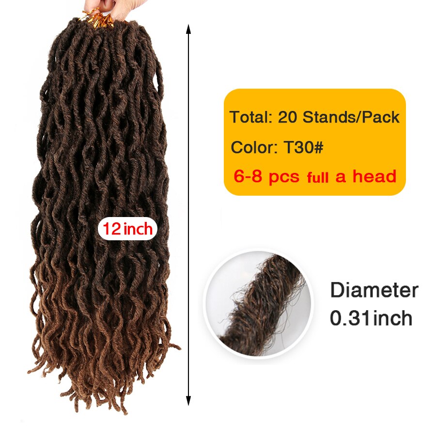 AliLeader 7colors Synthetic Crochet Braids Curly 12/ 18inch Nu Locs Crochet Extensions 20strand Goddess Faux Locs Crochet Hair: NC/4HL