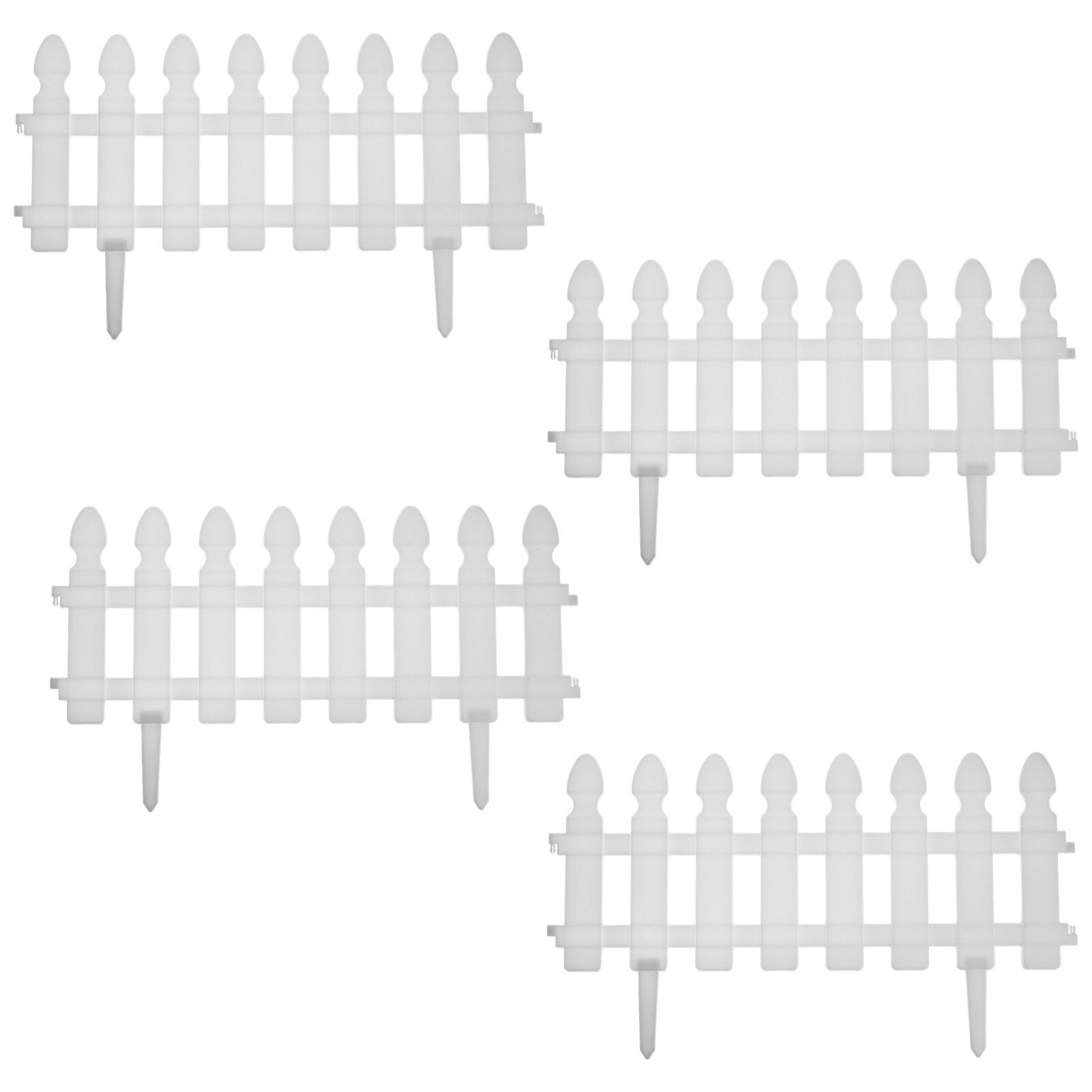 4pcs Plastic Garden Lawn Border Edging Fence Pannels Outdoor Landscape Decor Edging Yard White Picket Fence Border: Default Title