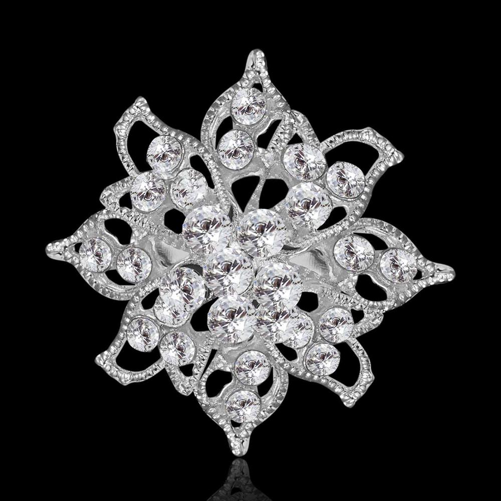 Rinhoo Trendy Rhinestone Flower Brooches For Women Bride Scarf Clip Sweater Brooches Coat Dress Wedding Bridal Jewelry: 2