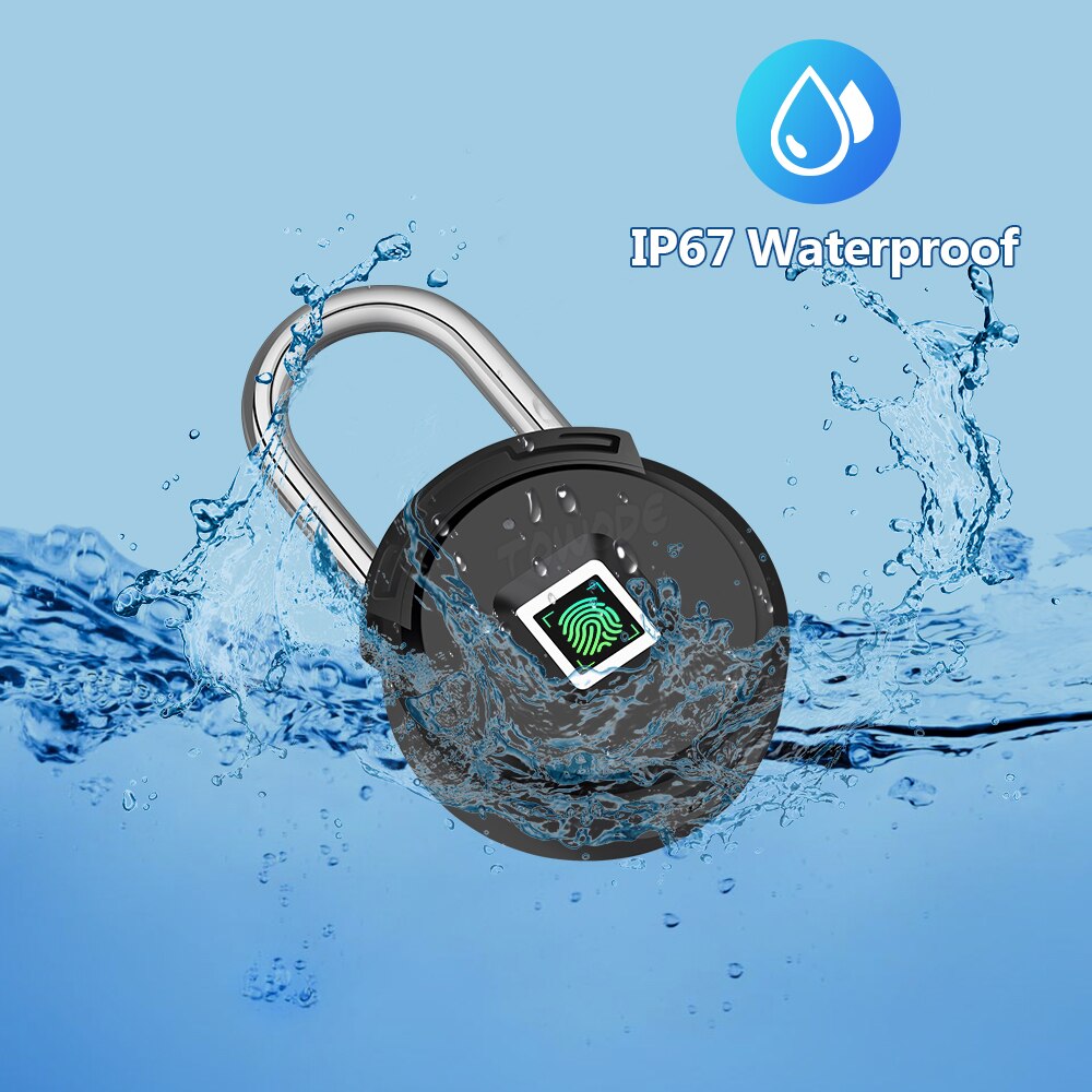 TOWODE Bluetooth Fingerprint Unlock Door Padlock Portable Smart Waterproof Keyless Lock USB APP Control Android IOS Phone