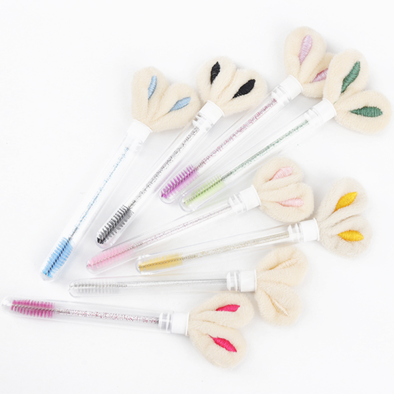 5 Pcs Rabbit Ears Decoration Tube Eyelash Brush Eyebrow Comb Clear Mascara Wands Micro Brush Makeup Tool Lash Extension Supplies