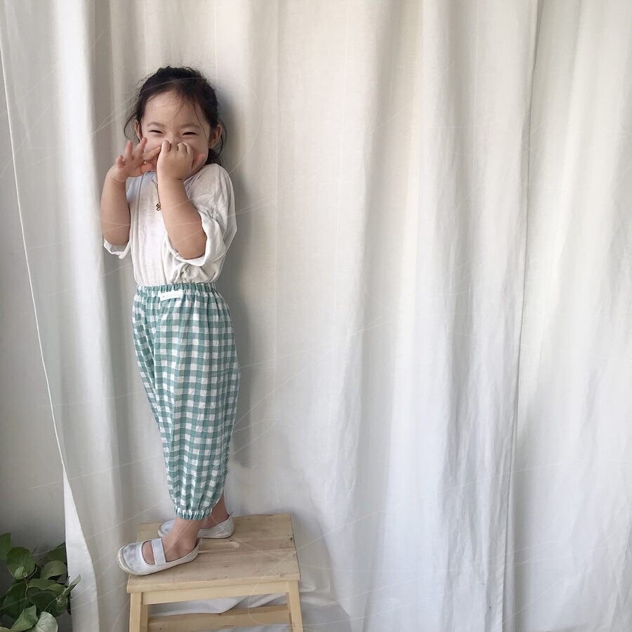 Småbarn flicka volangbyxor sommar barn fritidsbyxor baby anti-myggbyxor barn pojkar rutig byxor flicka bloomers
