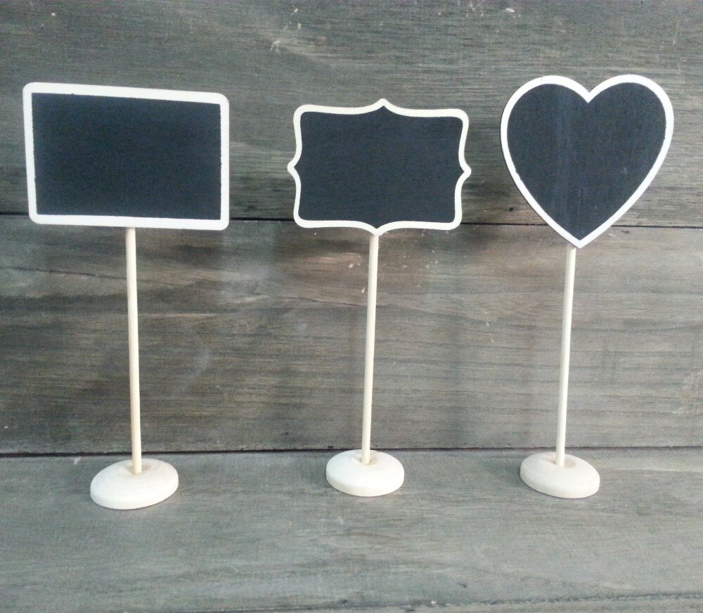 Gemengde vorm zwart bord voor bloempot in de tuin, naambord, prijsbord, idee voor tuin en feest