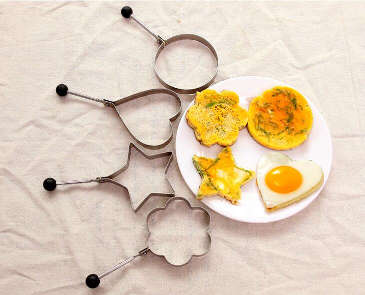 1 pieza barbacoa estrella del corazón huevo Pan torta Mini olla frita cocina utensilios de cocina inoxidable gadget titular Acero inoxidable molde para panqueques