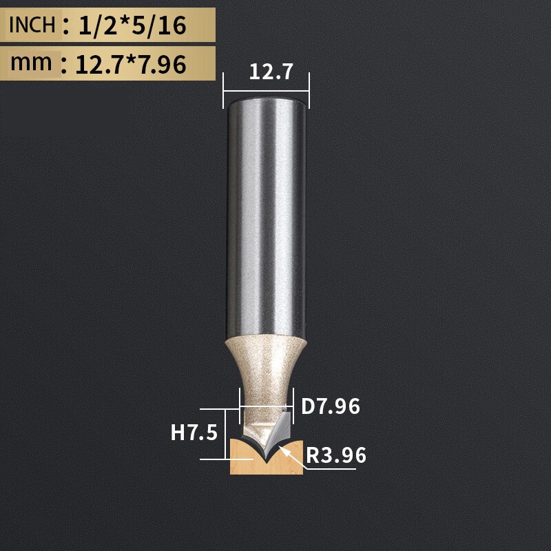 Herramienta de tallado de carpintería, punta de corte redonda, punta de carburo de tungsteno, broca enrutadora CNC para grabado en madera, vástago 1/2 1/4: 10.5 mm