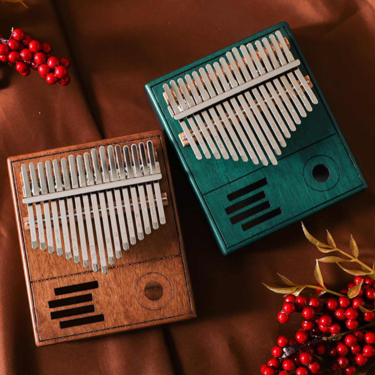 Kalimba 17 Key Thumb Piano Wood Mahogany Mbira Musical Instruments Kalimba Piano Music Box Calimba Karimba with Learning Book