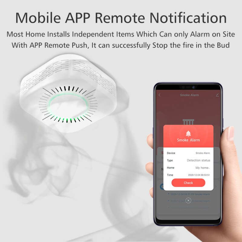 1/2/3/4/5PCS Tuya Smart Home Portable Smoke Detector Home Safe Security Wifi Smoke Detectors Fire Protection Smoke Alarm Sensor