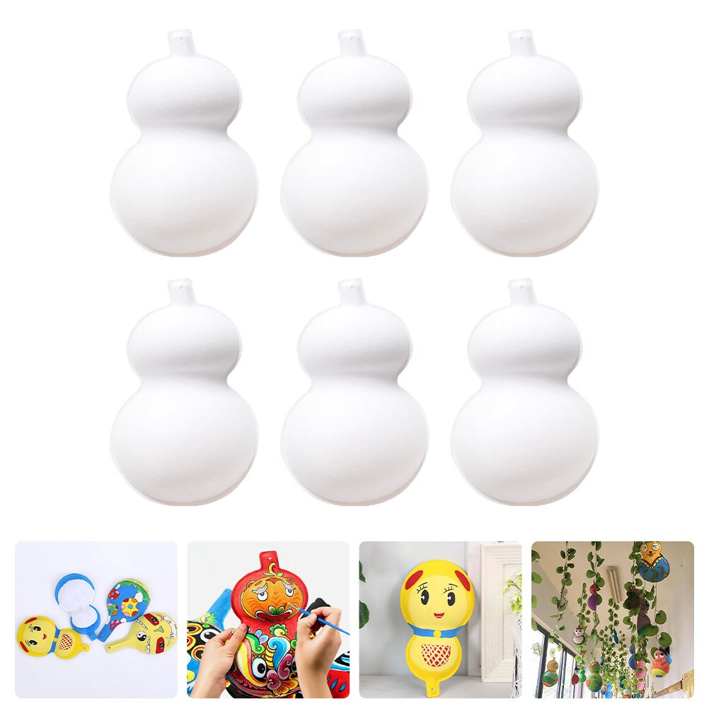 6Pcs Blank Kalebas Gereedschap Diy Unpainted Papier Kalebas Kids Diy Benodigdheden Voor Schilderen