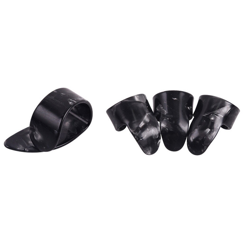 Juego de púas para guitarra acústica, set de 4 unids/set, 1 pulgar + 3 dedos, púas de celuloide: Black